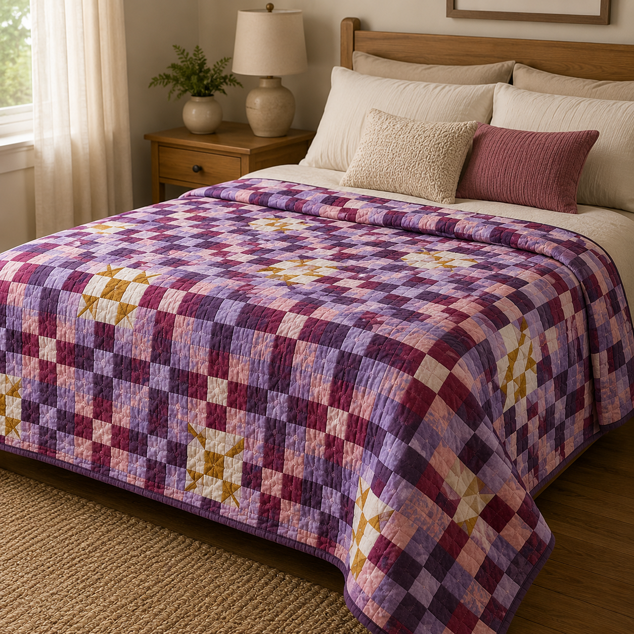 Berry Crossing Quilt on bed