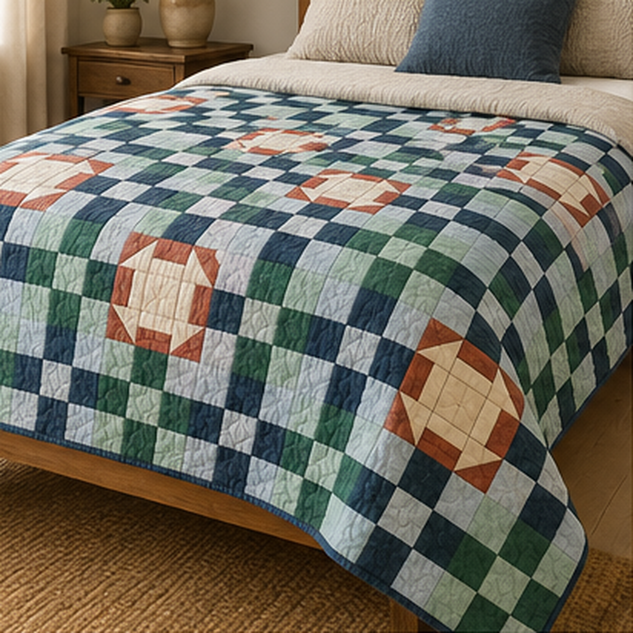 Harbor Window Quilt on bed