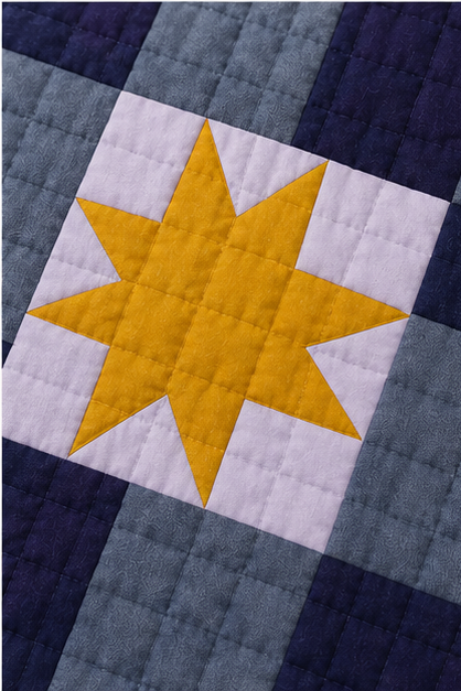 Midnight Firefly Quilt Sawtooth Star block detail